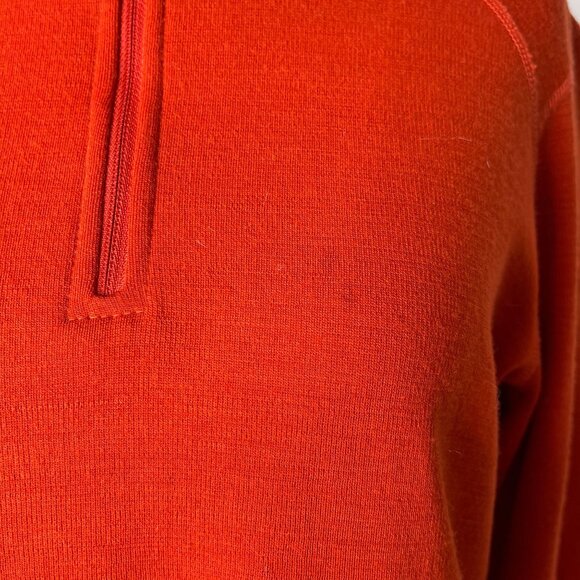 Ibex Women's Orange 100% Wool 1/4 Zip Pullover Mock Neck sweater Size Large - Picture 10 of 16